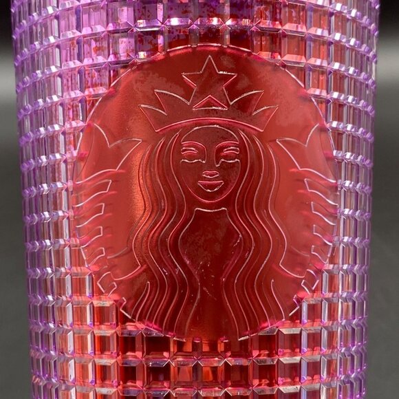 2021 Starbucks Pink/Purple Grid 24oz Cold Tumbler - Picture 2 of 8